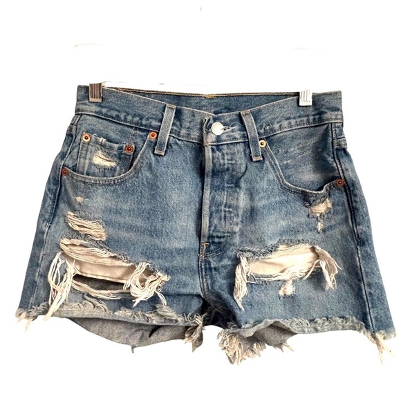 Levi's Pants - Levi’s 501 High Rise Jean Shorts Women’s 25 Light Wash Cut Off Distressed Denim